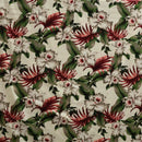 Ivory colored Tropical Garden Cotton Light-Barkcloth Fabric